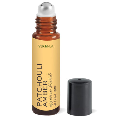 VeraNua Amber Patchouli Perfume Oil Roll On Bottle - Alcohol Free for Men & Women, Warm, Earthy & Exotic Aroma Essence Blend