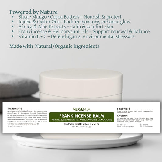 Frankincense Balm with Arnica and Helichrysum – Botanical Skin Moisturizing Massage Salve with Vitamin E, Jojoba & Beeswax