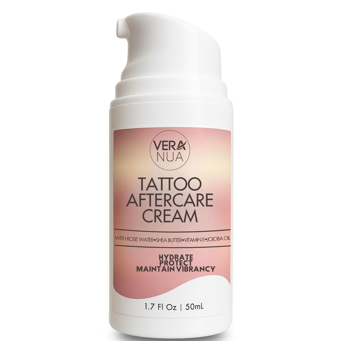 VeraNua Tattoo Aftercare Cream for Women – With Rose Water, Shea Butter, Vitamin E & Jojoba Oil – Soothes, Protects and Brightens Healed Ink, Non-Greasy Moisturizer, Citrus Floral Scent (50ml)