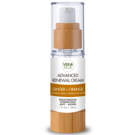 VeraNua Ginger Orange Moisturizer Face Cream - With Reishi Mushroom, Arnica, Jojoba, Vitamin E, Shea Butter, Rose Water, and Arrowroot - Moisturizing, Anti Aging, and Hydrating