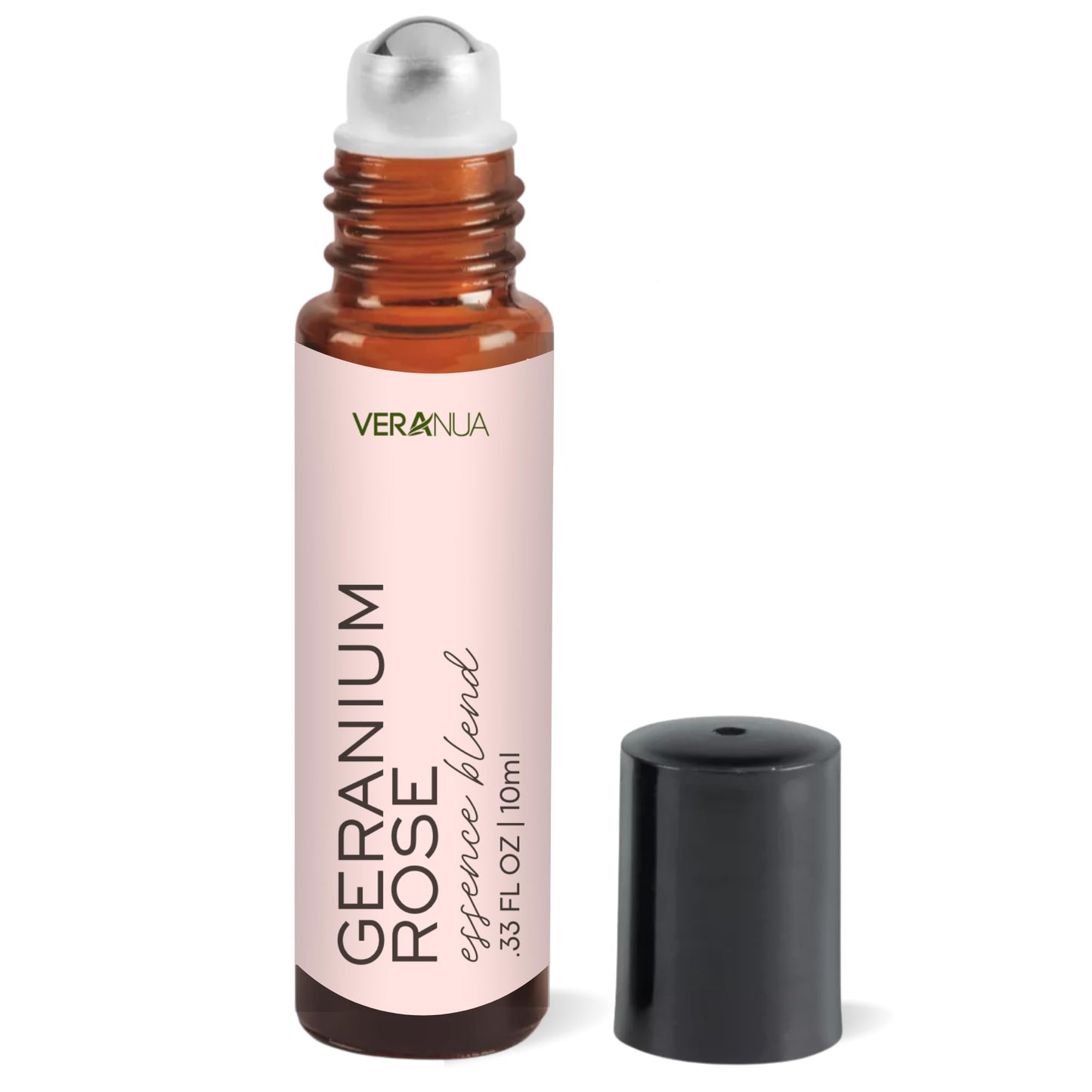 VeraNua Geranium Rose Perfume Oil Roll On Bottle - Alcohol Free, Non Toxic Natural Fragrance for Men & Women, Blend of Rose, Geranium, Jasmine, Ylang Ylang and More